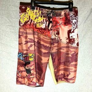 Multi Colored O’Neil Embroidered Board Shorts Men’s Size 34